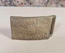Vintage Brass Belt Buckle Union Central Pacific Railroad Omaha California