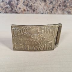 Vintage Brass Belt Buckle Union Central Pacific Railroad Omaha California