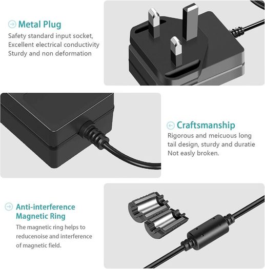 Security Camera Power Supply, 12V 2A Power Supply for 12Vdc CCTV Camera Home Security Camera DVR/NVR/HVR (Analog AHD IP) Surveillance System Monitoring Camera with 4 Split Power Cable