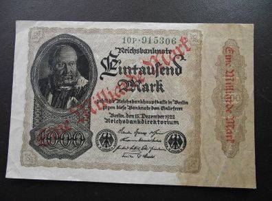 Germany. Reichsbanknote. 1 Milliarde Overprinted On 1000 Mark Nd (sept. 1923) Super Condition!