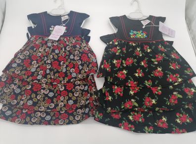 Girls Wear Black Or Navy Embroidered Flowery Dress Small Medium Or Large