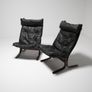 Pair of Black Leather Lounge Chairs, Siesta, by Ingmar Relling for Westnofa, Norway, 1960s. Image 7