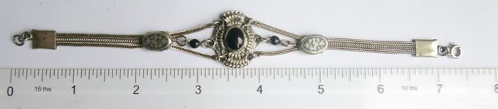 Vintage Sterling Silver 925 Onyx Bracelet Length 7.5" - 13,8g