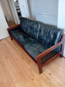 mid century solid teak dyrlund 7820 sofa
