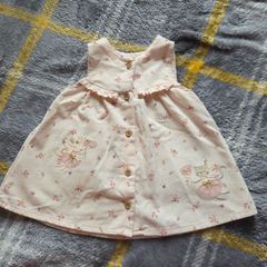 Bnwot F&F Floral Soft Corduroy Pinafore with Mouse & Cat Embroidery