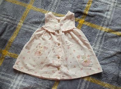 Bnwot F&F Floral Soft Corduroy Pinafore with Mouse & Cat Embroidery