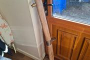 Antique Wooden Single Tree or Evener Hitch, a Primitive Tool used to connect a Horse or Ox to a Plow or Wagon, with Forged Iron, used nowadays as a rustic Light holder hanging Lights, postage available or collection
