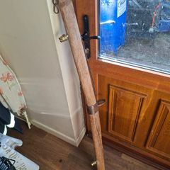 Antique Wooden Single Tree or Evener Hitch, a Primitive Tool used to connect a Horse or Ox to a Plow or Wagon, with Forged Iron, used nowadays as a rustic Light holder hanging Lights, postage available or collection