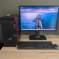 Intel i7 8th Gen CPU Tower PC Fujitsu Esprimo 16GB DDR4 24" LCD Windows 11 & Office 2024 Pro, Wifi, Bluetooth