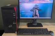 Fujitsu Esprimo P558 Tower PC with Intel i7 8th Gen CPU 16GB DDR4 24" LCD Windows 11 &amp; Office 2024 Pro, Wifi, Bluetooth