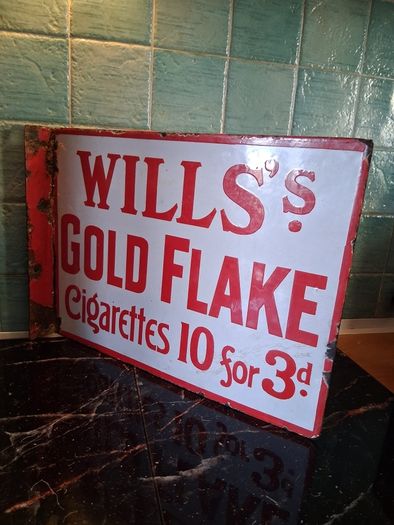 Rare Will's early doublesided enamel sign, flanged
