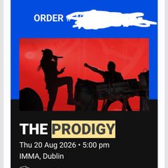 3 x Prodigy Tickets for Sale  20 August. Selling at cost