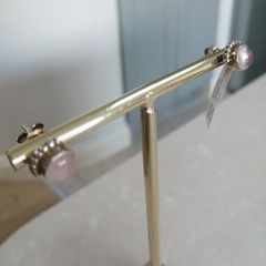 New with tags Rose Quartz sterling silver stud earrings