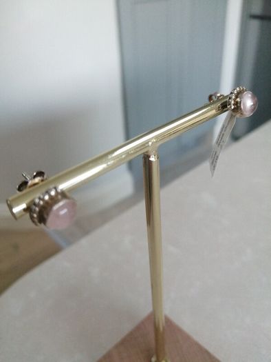 New with tags Rose Quartz sterling silver stud earrings