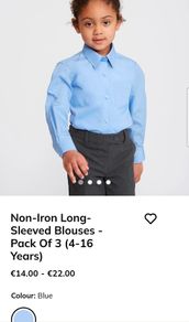Easy Care Long-Sleeved School Blue Shirt 11-12 Years