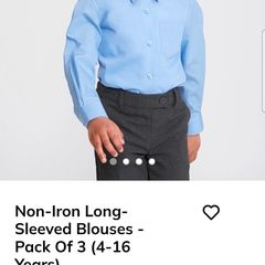 Easy Care Long-Sleeved School Blue Shirt 11-12 Years