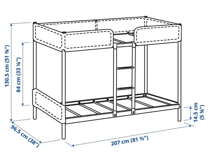 IKEA TUFFING bunk bed frame, dark grey