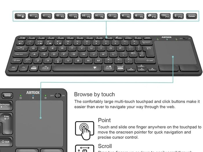 Arteck Backlit Bluetooth Keyboard and Touchpad
