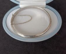 Vintage Etched Sterling Silver Bangle