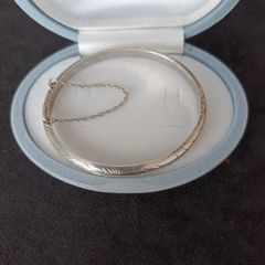 Vintage Etched Sterling Silver Bangle