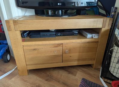 Oak TV Corner Unit