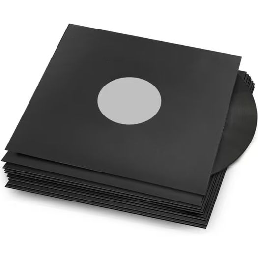 Black Paper 10" Vinyl Record Sleeves with Inner Liner, 110G Lightweight Paper 15pk Anti Static