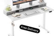 Height-Adjustable Desk with Double Drawers, Electric Height-Adjustable Desk