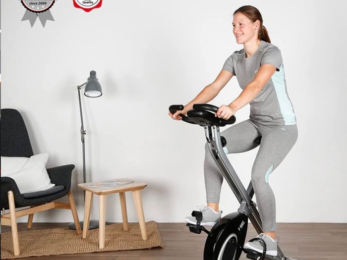 F-Bike, bicycle trainer, home trainer, foldable fitness bike, integrated training computer, hand pulse sensors, foldable, 8 resistance levels (FREE POSTAGE)