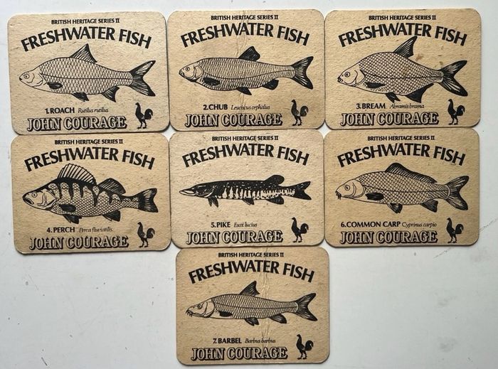 John Courage 1970s Beer Mats COASTERS British Heritage Series II Local Fish
