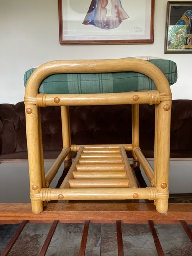 Sturdy Versatile Rattan and Bamboo Low Stool Footstool VGC