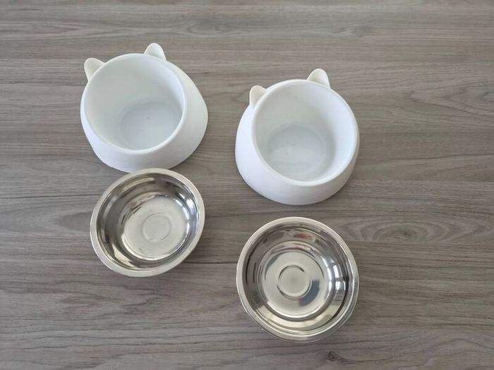 Double Pet Bowls with Stainless Steel Inserts