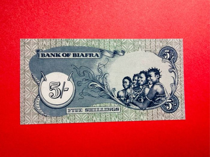 Biafra 5 /- Shillings. 1968  Pick 3a.  UNC  scarce