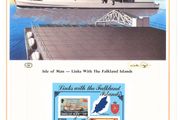 1984 Isle of Man Limited Edition Lithographed Print measuring 333mm X 257mm showing Links with the Falkland Islands Commemorative Stamp Miniature Sheet with First Day of Issue Cancel