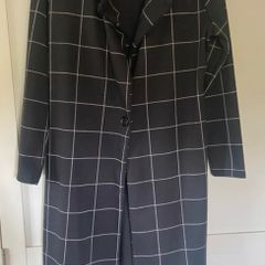 Boohoo Black and White Check Light Trench Coat  Size UK 10