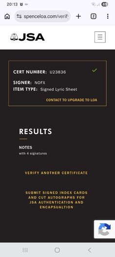 NOFX Signed Lyric Sheet/All Four Members