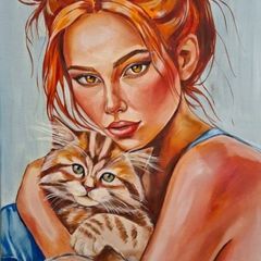 "Happy Together"striking oil painting on canvas