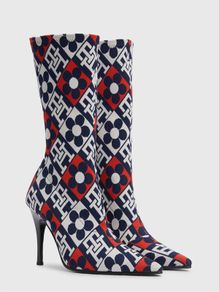 Tommy Hilfiger pointed block-monogram stiletto boots