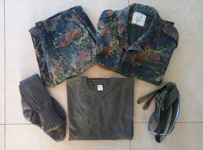 Genuine Issue German Army Flecktarn Uniform Set Jacket Trousers T-Shirt Socks Braces