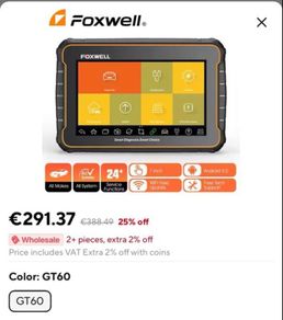 FOXWELL BLUETOOTH GT60 OBD2 Diagnostic Tool Full System Active Test Car Code Reader 24 Reset Service Professional OBD 2 Automotive Scanner