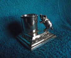 Antique Silver Plate Table Vesta With Pig Striker - Early 1900's