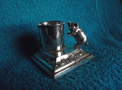 Antique Silver Plate Table Vesta With Pig Striker - Early 1900's