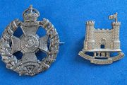 2 British badges - Rifle Brigade cap badge and Loyal Suffolk Hussars collar
