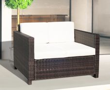(FREE SHIPPING) Wicker 2 Seater Rattan Sofa Outdoor Garden Wicker Weave Furniture Patio 2-Seater Double Couch Loveseat Brown
