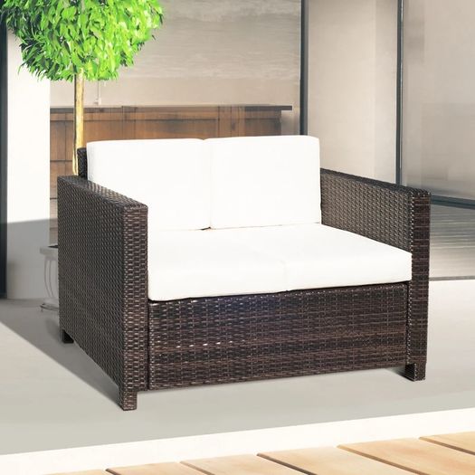 Wicker 2 Seater Rattan Sofa Outdoor Garden Wicker Weave Furniture Patio 2-Seater Double Couch Loveseat (FREE SHIPPING)