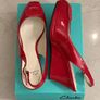 Clarks Ladies Sissy Bahama Red Patent Leather Slingback Wedge Sandals UK 6.5 D Image 3