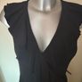 Black elastic knee-length V-Neck Wrapt dress size UK10 EU38 Postage included Image 2