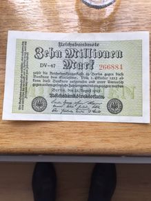 Rare Old 1923 German Banknote - Zehn Millionen (10 Million) Mark