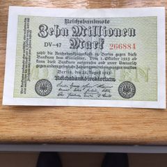 Rare Old 1923 German Banknote - Zehn Millionen (10 Million) Mark