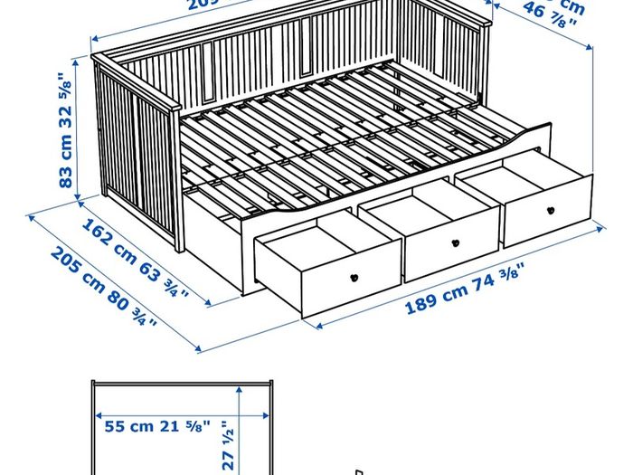 IKEA HEMNES Day-bed frame with z mattresses with 2 mattresses