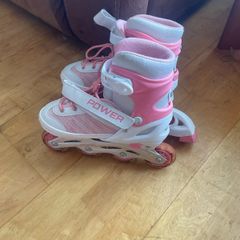Inline skates with lights , pink and white size 2-4